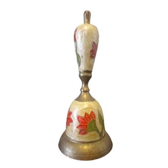 Vintage Brass Cloisonne Floral Enameled Bell. #L-1-18 - Picture 1 of 6